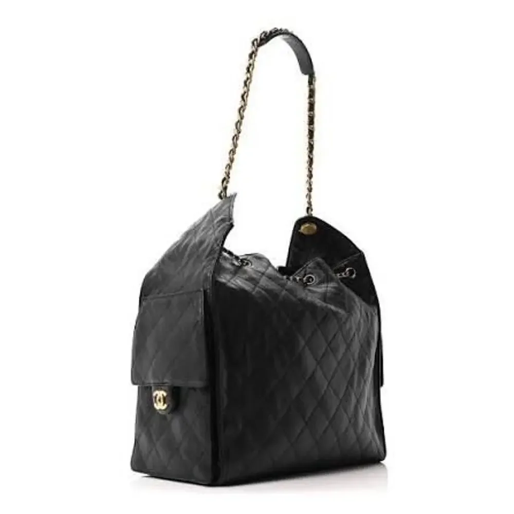 CHANEL 25 Medium Black Caviar Quilted Handbag